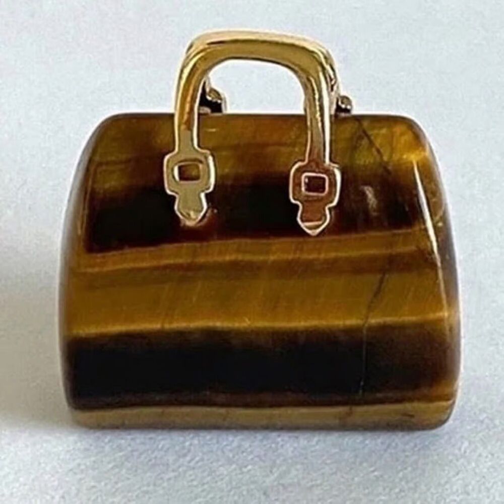 1pc Beads for Jewelry #16755 Tiger Eye Stone Purse Pendant